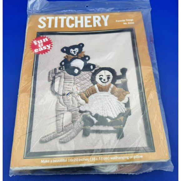 Vintage McNeill Stitchery Kit Favorite Things No. 5104 16x20 Wallhanging Pillow - Picture 1 of 7